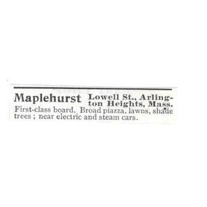 Maplehurst First-Class Board Arlington Heights MA 1903 Magazine Ad SAG6-S17